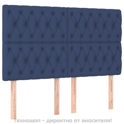 Табла за легло, синя, 160x7x118/128 см, плат