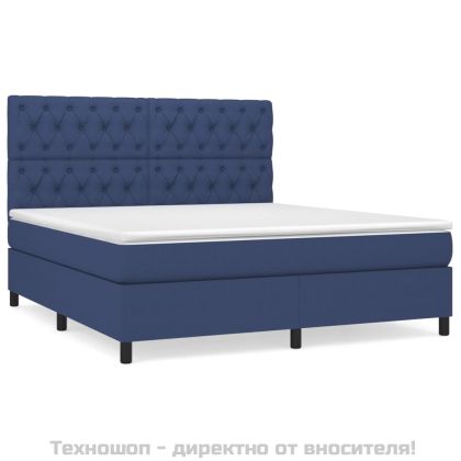Боксспринг легло с матрак, синьо, 160x200 см, плат