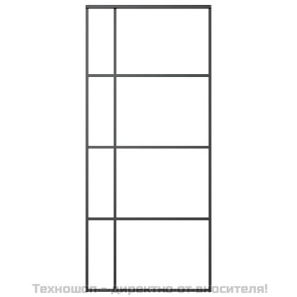 Плъзгаща се врата матирано ESG стъкло/алуминий 90x205 см черна