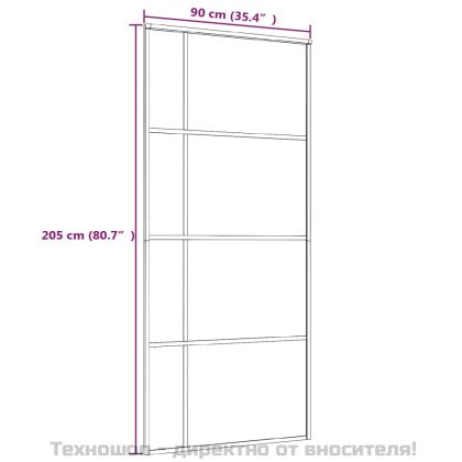 Плъзгаща се врата матирано ESG стъкло/алуминий 90x205 см черна