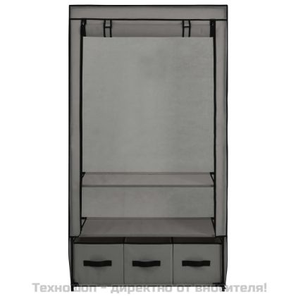 Гардероб, сив, 87x49x159 см, текстил