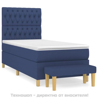 Боксспринг легло с матрак, синя, 90x190 см, плат