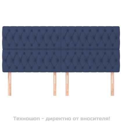 Табла за легло, синя, 180x7x118/128 см, плат