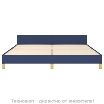 Рамка за легло с табла, синя, 180x200 см, плат