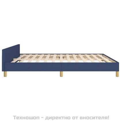 Рамка за легло с табла, синя, 180x200 см, плат