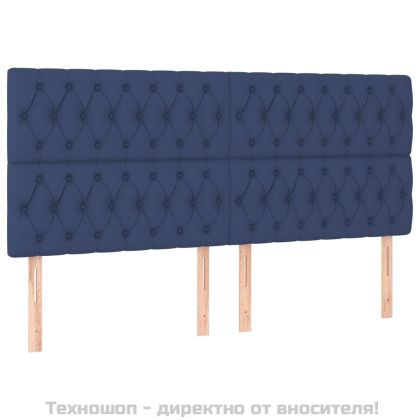 Рамка за легло с табла, синя, 180x200 см, плат