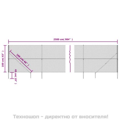 Плетена оградна мрежа с шипове, антрацит, 1,6x25 м