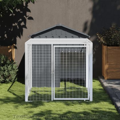 Клетка за пилета с ограда, антрацитна, 117x201x123 см, поцинкована стомана