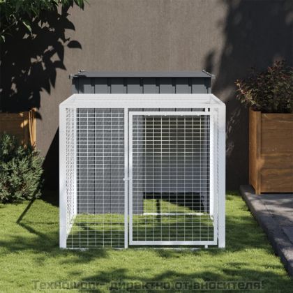 Клетка за пилета с ограда, антрацитна, 110x201x110 см, поцинкована стомана