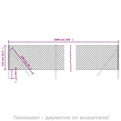 Плетена оградна мрежа, зелена, 1,1x10 м