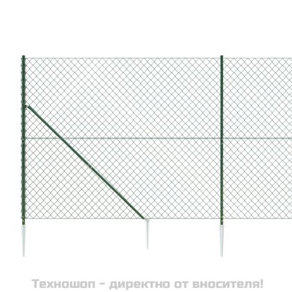Плетена оградна мрежа с шипове, зелена, 0,8x25 м