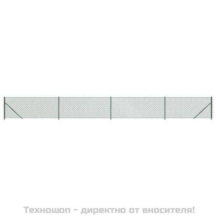 Плетена оградна мрежа с фланец, зелена, 1x10 м