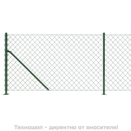 Плетена оградна мрежа с фланец, зелена, 1x10 м