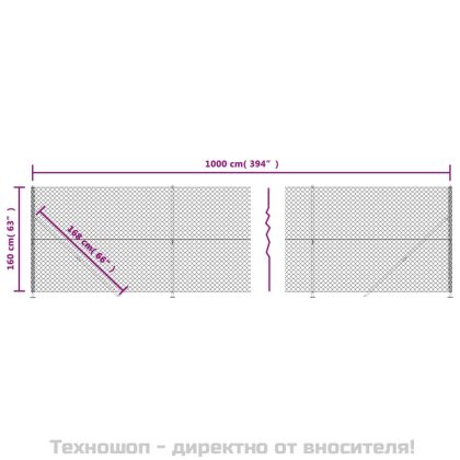 Плетена оградна мрежа с фланец, зелена, 1,6x10 м