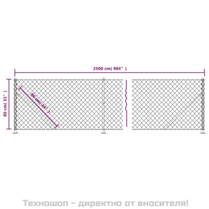 Плетена оградна мрежа с фланец, зелена, 0,8x25 м
