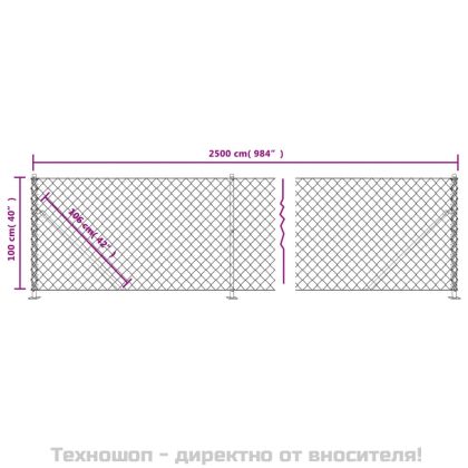 Плетена оградна мрежа с фланец, зелена, 1x25 м