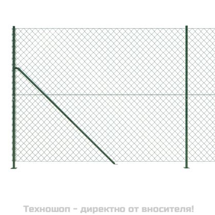 Плетена оградна мрежа с фланец, зелена, 1,4x25 м