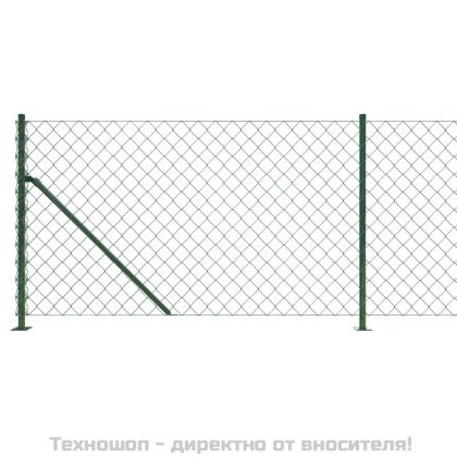 Плетена оградна мрежа с фланец, зелена, 1,1x25 м