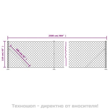 Плетена оградна мрежа с фланец, зелена, 1,1x25 м