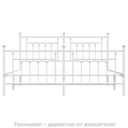 Метална рамка за легло с горна и долна табла, бяла, 183x213 см