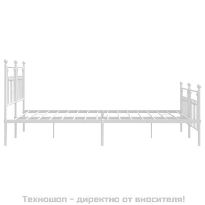 Метална рамка за легло с горна и долна табла, бяла, 183x213 см