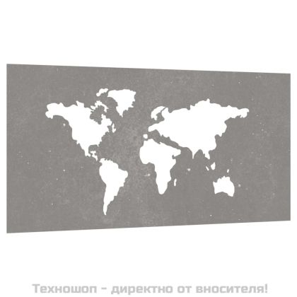 Градинска декорация 105x55 см кортенова стомана карта на света