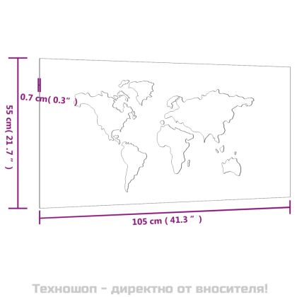 Градинска декорация 105x55 см кортенова стомана карта на света