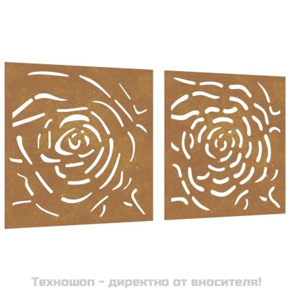 Градински декорации 2 бр 55x55 см кортенова стомана дизайн роза