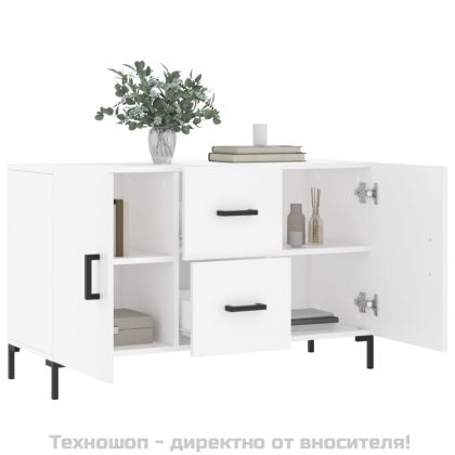 Сайдборд, бял, 100x36x60 см, инженерно дърво
