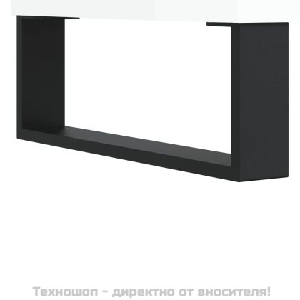 Сайдборд, бял гланц, 34,5x34x90 см, инженерно дърво
