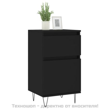 Бюфети, 2 бр, черни, 40x35x70 см, инженерно дърво