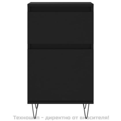 Бюфети, 2 бр, черни, 40x35x70 см, инженерно дърво