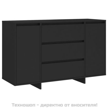Бюфет с 3 чекмеджета, черен, 120x41x75 см, инженерно дърво