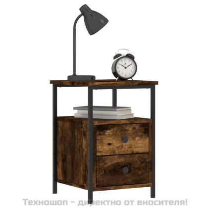 Нощни шкафчета 2 бр опушен дъб 34x35,5x50 см инженерно дърво