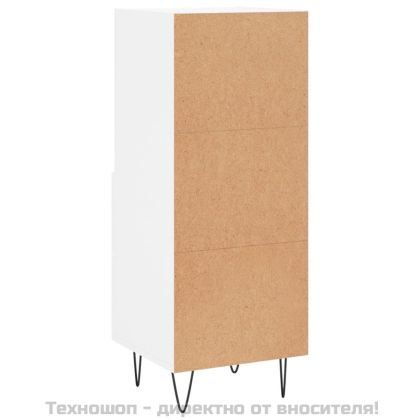 Сайдборд, бял, 34,5x34x90 см, инженерно дърво