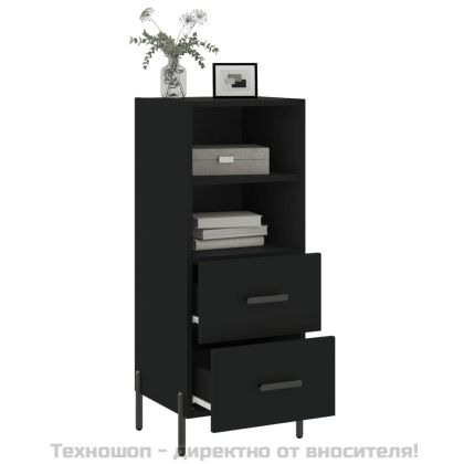 Сайдборд, черен, 34,5x34x90 см, инженерно дърво