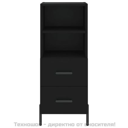 Сайдборд, черен, 34,5x34x90 см, инженерно дърво