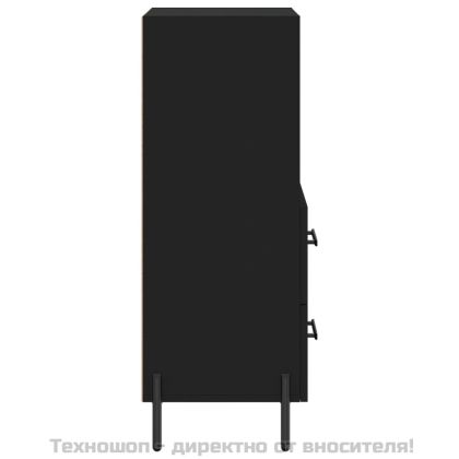 Сайдборд, черен, 34,5x34x90 см, инженерно дърво