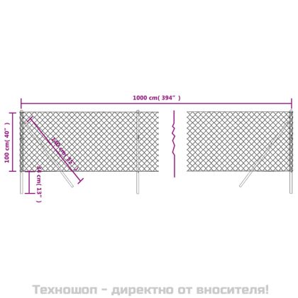 Плетена оградна мрежа, антрацит, 1x10 м