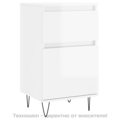 Бюфети 2 бр бял гланц 40x35x70 см инженерно дърво