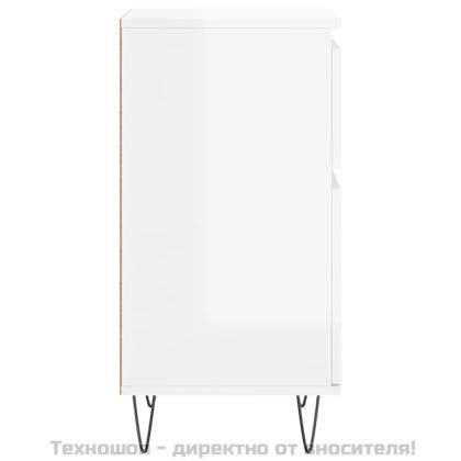 Бюфети 2 бр бял гланц 40x35x70 см инженерно дърво