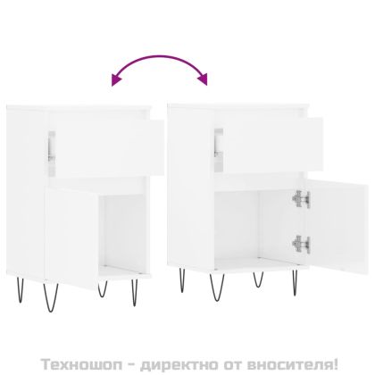 Бюфети 2 бр бял гланц 40x35x70 см инженерно дърво
