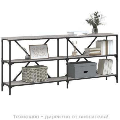 Конзолна маса сив сонома 180x30x75 см инженерно дърво и желязо
