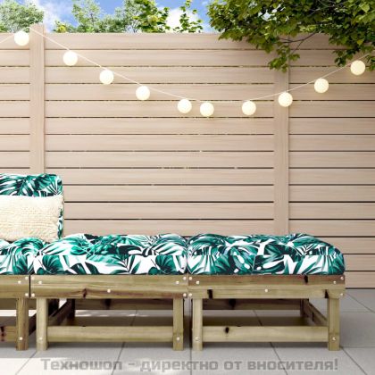 Градински табуретки с възглавници, 2 бр, импрегниран бор