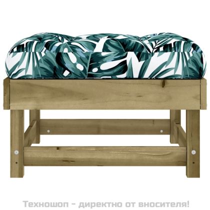 Градински табуретки с възглавници, 2 бр, импрегниран бор