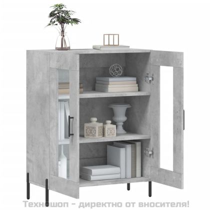 Сайдборд, бетонно сив, 69,5x34x90 см, инженерно дърво