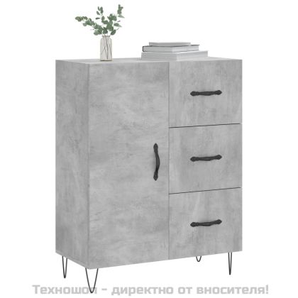 Сайдборд, бетонно сив, 69,5x34x90 см, инженерно дърво