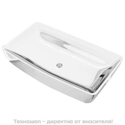 Мивка, 71x38x13,5 см, керамична, сребриста