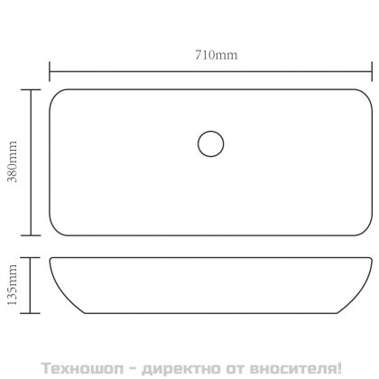 Мивка, 71x38x13,5 см, керамична, сребриста