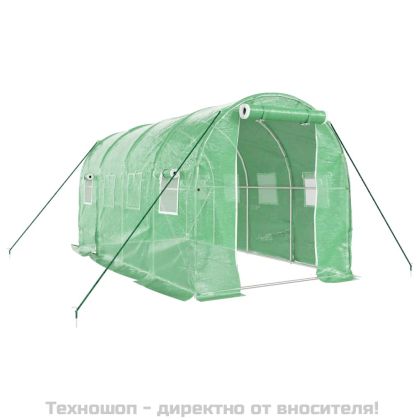 Оранжерия със стоманена рамка зелена 8 м² 4x2x2 м